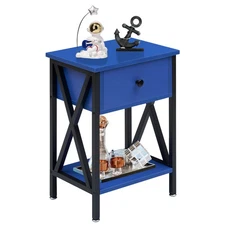 Nightstand, Modern Bedside End Table, Night Stand with Drawer and Storage Shelf