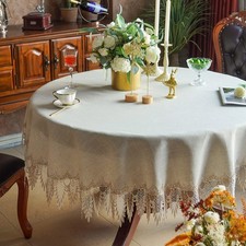 ARTABLE Lace Rustic Farmhouse Tablecloth, Grey Round Table Cloth, Coffee T