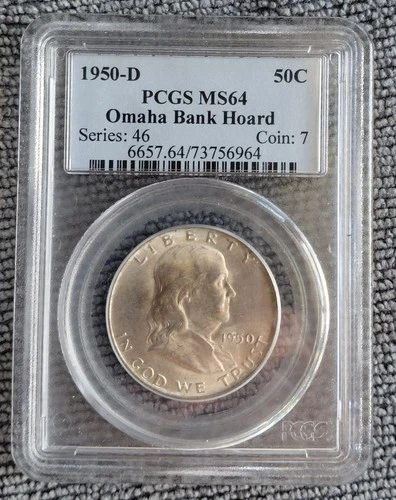 1950-D Franklin Half Dollar - PCGS MS64 - Omaha Bank Hoard