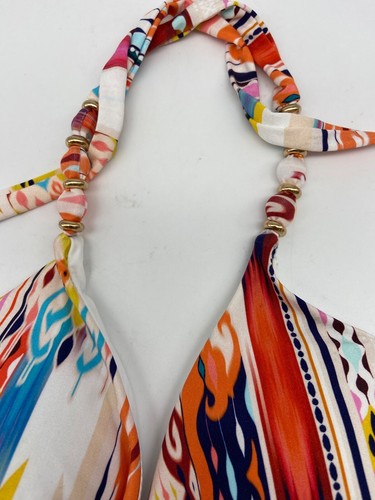 Nuevo Top de Natación LA BLANCA Talla 4 Multicolor Desierto Sueño Triángulo Cuentas Acentos Almohadillas - Imagen 3 de 12