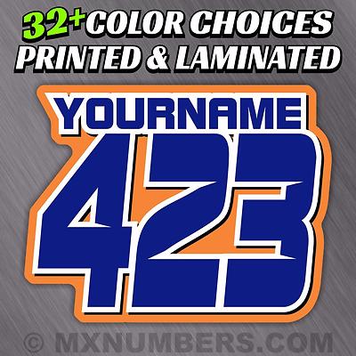 MX Number &amp; Name Plate Decals Sticker Sliced Style Race ATV SX Dirt Bike Kart YZ
