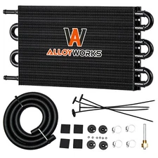 Aluminum 6 Pass Tube & Fin Transmission Cooler Universal 5/16" Oil Cooler Kit