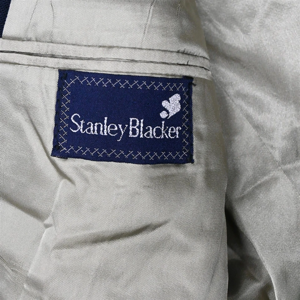 Blazer Abrigo Deportivo Chaqueta De Colección Stanley Blacker 44L Azul Marino Hopsack Botón Dorado Foto 4 de 4