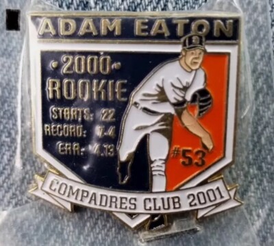 Adam Eaton 2000 Rookie San Diego Padres 2001 Compadres Club Lapel Pin New