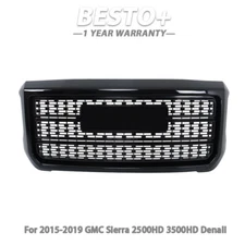 Plastic Grille Gloss Black For GMC Sierra 2500HD 3500HD 2015 2018-2019 Denali