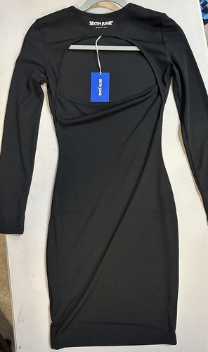 Sixth June Women’s Open Back Black Ribbed Dress Sexy Cocktail Dress (S) NWT - Picture 6 of 7