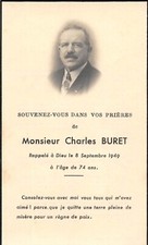 Genealogy Death Notice CHARLES BURET September 8 1949