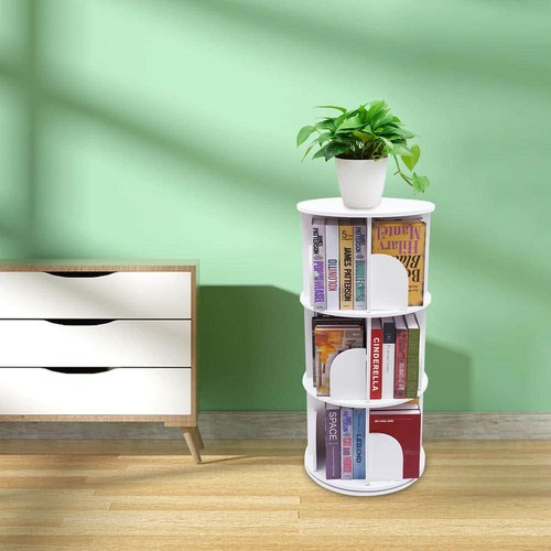 YIYIBYUS Bookcases+Bookshelves 18" 3-Shelf Standing Rotating Counter PVC White - Picture 8 of 8