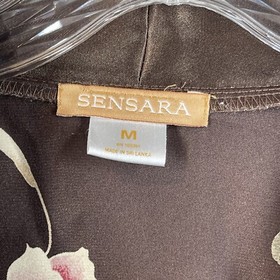 Sensara Front Tie Womens Maxi Sexy Robe Pockets Brown Floral Romantic Sz M