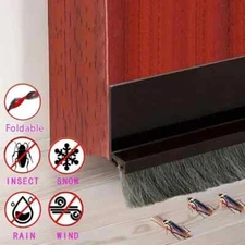 39in Draft Pest Blocker Brush Under Door Bottom Sweep Weatherstrip Self-Adhesive
