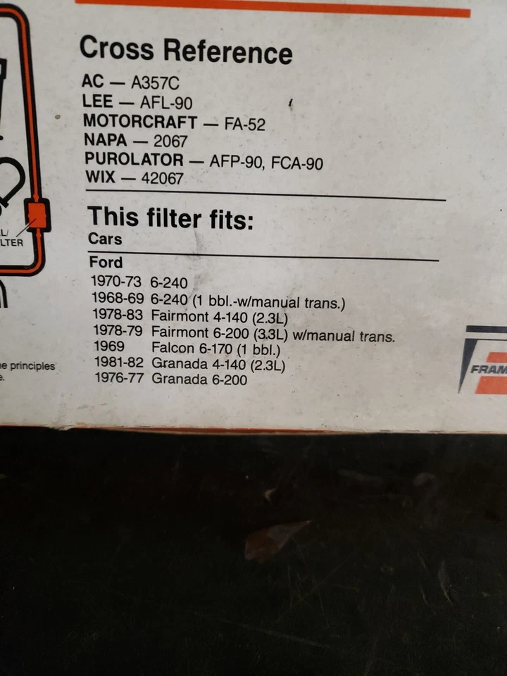 Filtro de aire NORS Fram CA 303 PARA FORD/MERC/AMC años 70-80 ver foto Foto 3 de 4