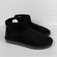 Arizona Jean Co Vegan Shearling Short Boots Women's 7M Black Booties Gothic Boho