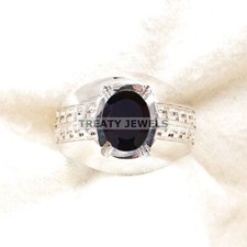 Black Onyx Oval Cut Gemstone With 925 Sterling Silver Ring For Men's A843