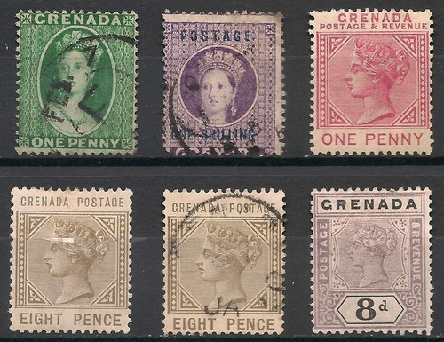 Grenada Briefmarken 1863-1895 6 Marken gebraucht/postfrisch aufklappbar