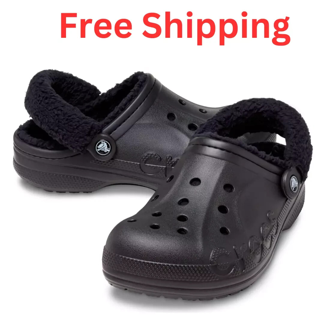 Crocs Men's and Women's Slippers Baya Lined Clogs Indoor House Shoes FREE SHIPS