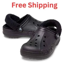 Crocs Men's and Women's Slippers Baya Lined Clogs Indoor House Shoes FREE SHIPS