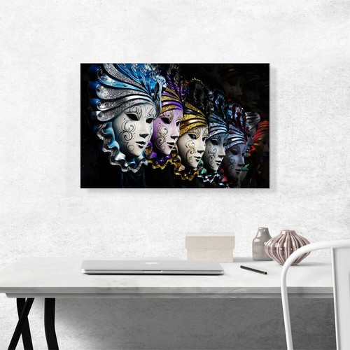 ARTCANVAS Row of Venetian Porcelain Masks Canvas Art Print - Picture 2 of 11