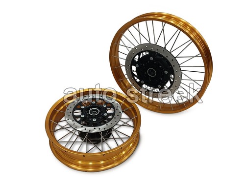 Genuine Royal Enfield Himalayan 450 FRONT & REAR GOLDEN TUBELESS SPOKED WHEELS - Picture 2 of 6