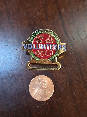 Volunteers Working Sharing Smiling Caring Badge Holder Pin