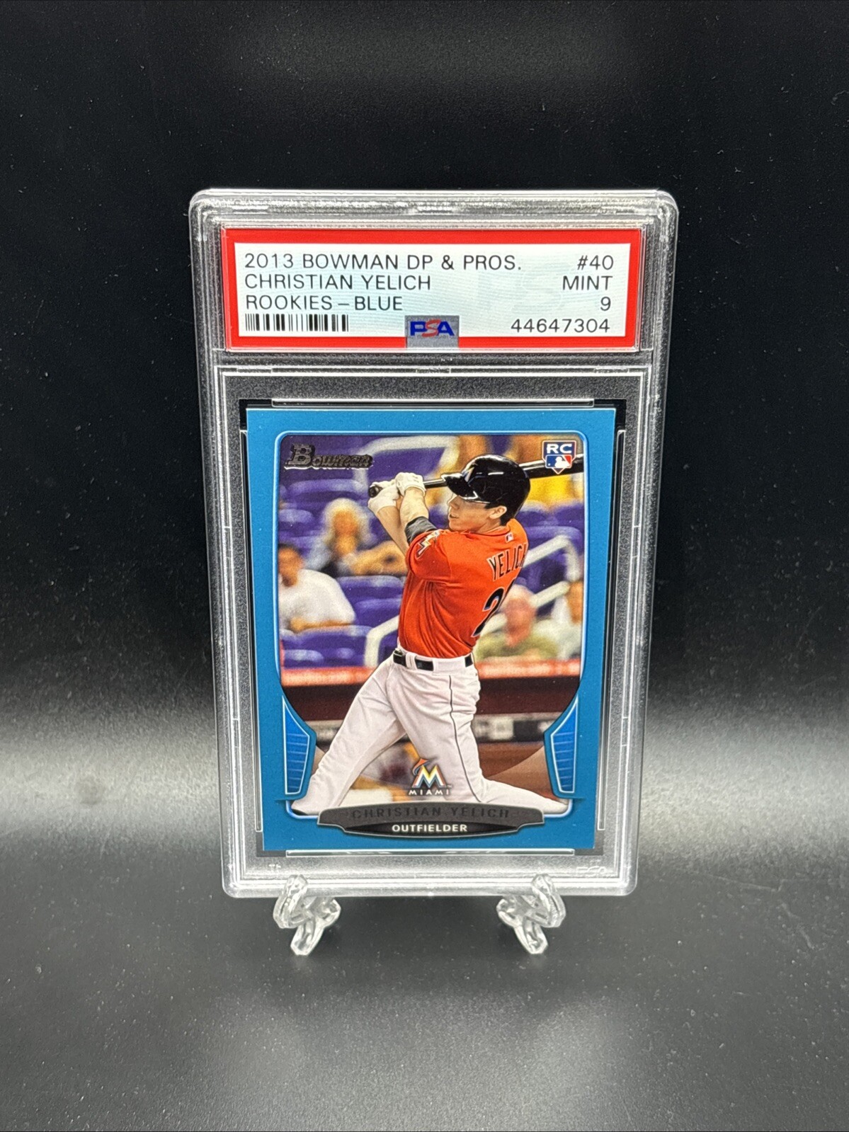 2013 Bowman Draft Christian Yelich #40 Blue Rookie Card #’D 55/500 PSA 9 MINT RC