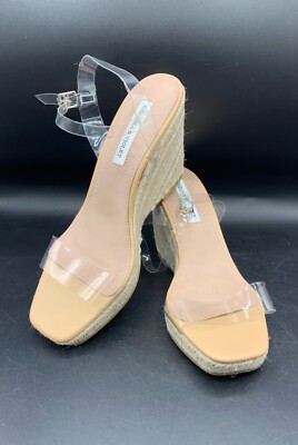 Chelsea & Violet Women's Clear Melanie Espadrille Wedge Sandals Sz 8