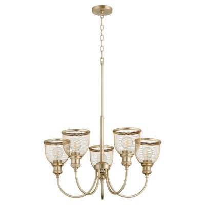 Quorum Omni 5 Light Chandelier, Aged Brass - 6212-5-80