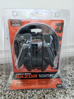 Walker's RAZOR Ultra Slim Passive Earmuff ''Ultra Low'' Profile Earcups Flat Black