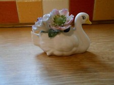 Ceramic Swan with Flowers by Aristocrat Bone China