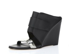 Womens VINCE. Karima 2 Black Leather Wedge sandals Sz. 6 M