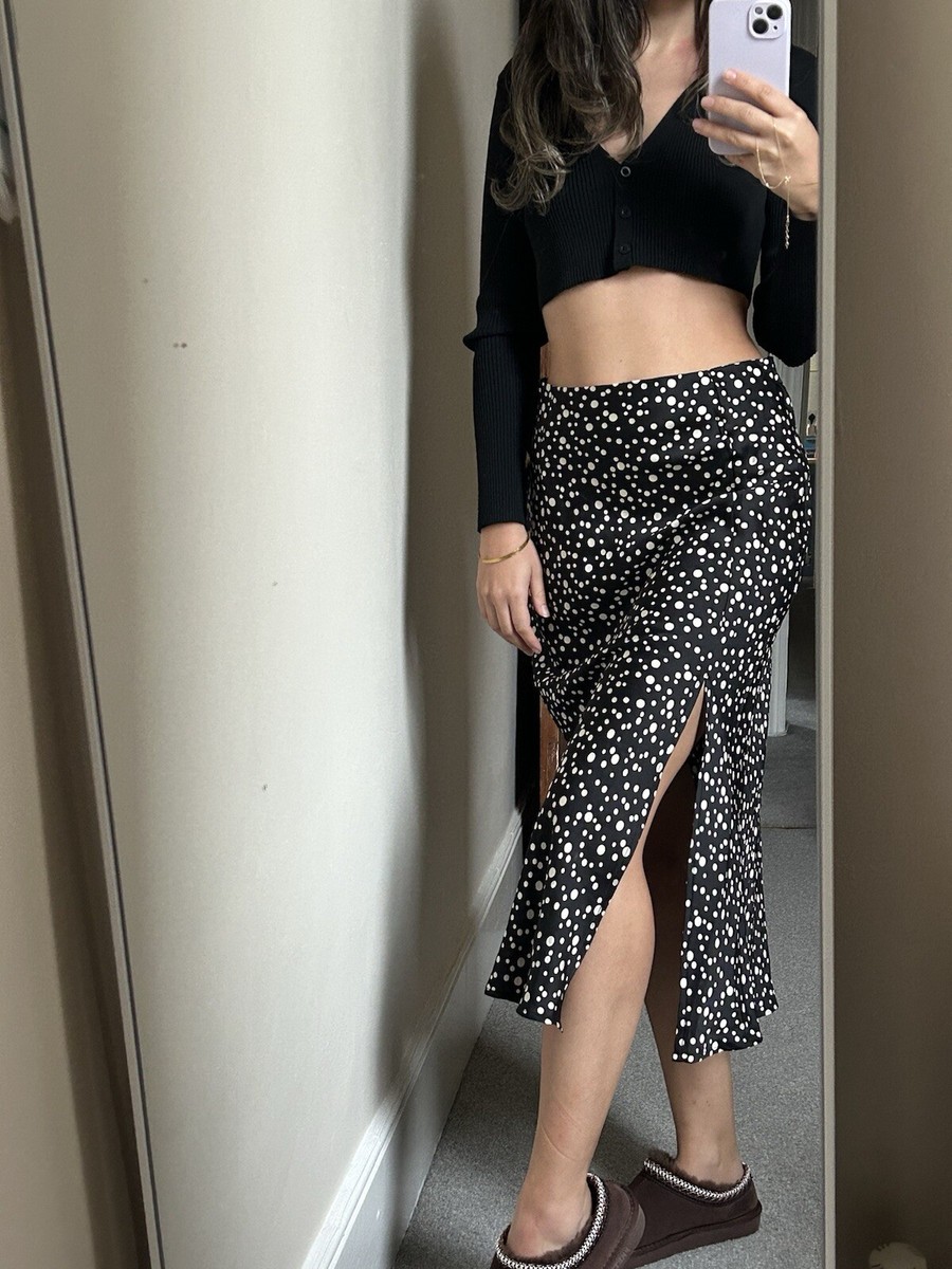 Nastygal High Waist Satin Slip Skirt With Side Slit Size Xs - Main Image