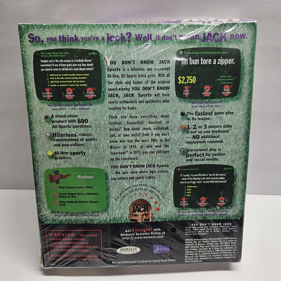 You Don’t Know Jack Sports Trivia Game (CD-ROM) New Sealed In Box CIB - Image 2 of 4