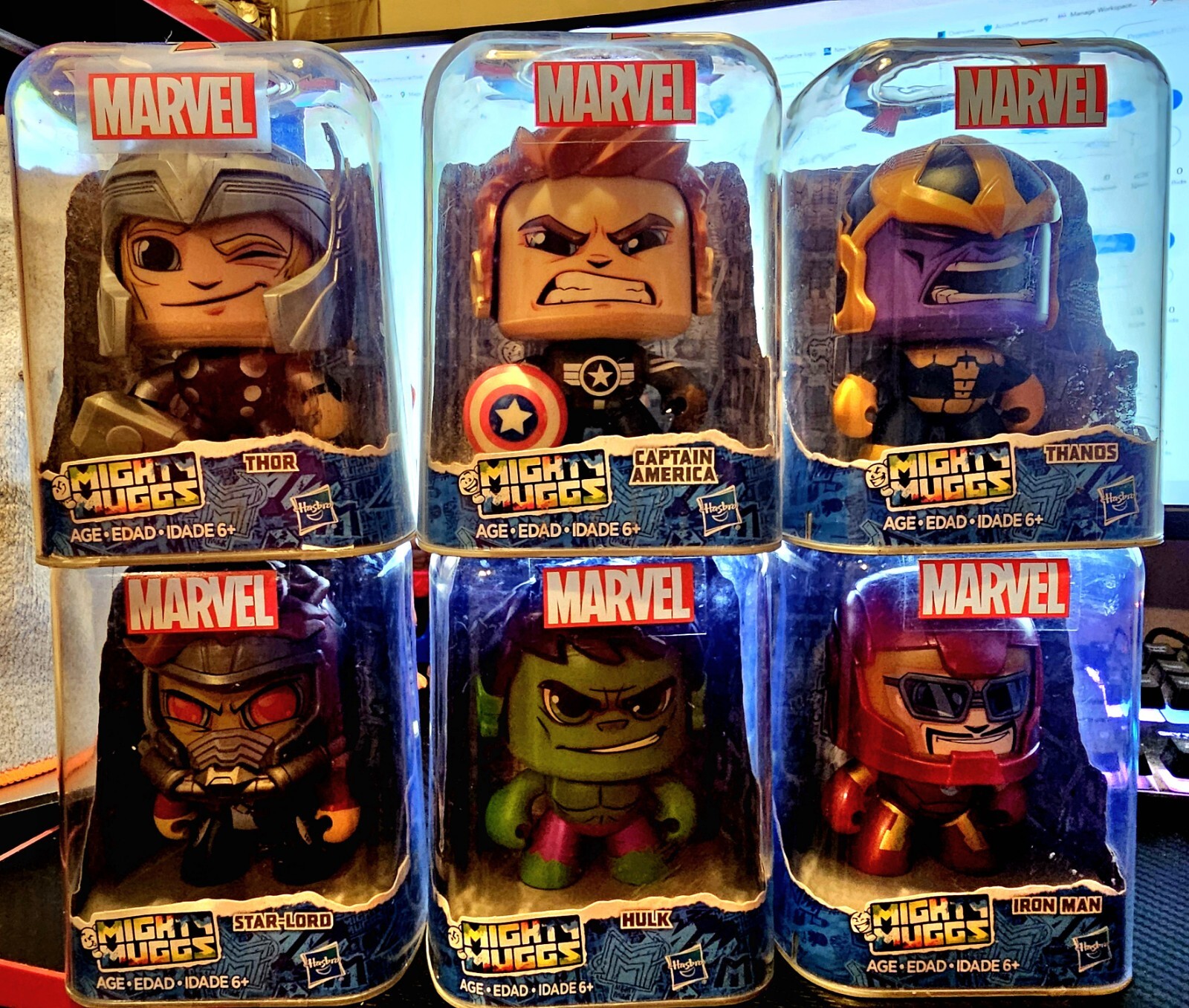 Marvel Mighty Muggs ( Lot Of 6 Muggs ) Hasbro 2017 Still in Original Case.