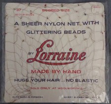Vintage 1950s by Lorraine Hair Net w/Glittering Beads Size 37 New in Package