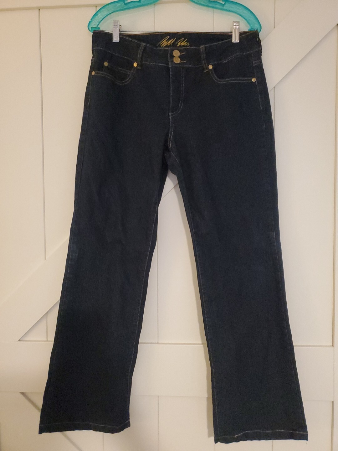 Bill Blass Womens Dark Wash Blue Studded Bootcut Stretch Jeans Size 10