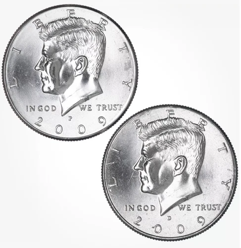 2009 P&D Kennedy Half Dollar 2 COINS BU USMINT Uncirculated Coin  w Coin Flips