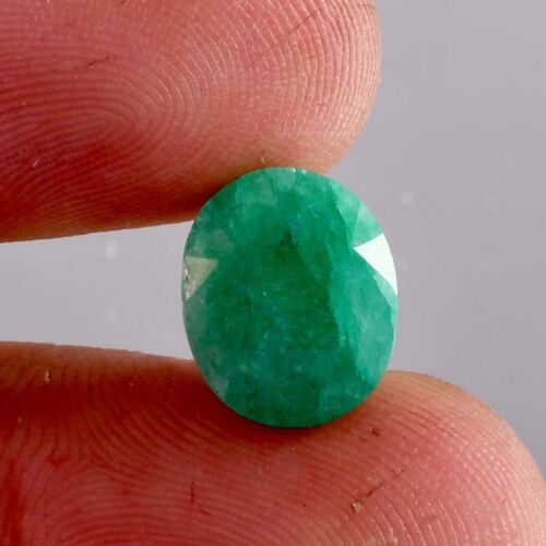 5.65 Natural Green Zambian Emerald Oval Cut Loose Gemstone Certified 11x10 MM