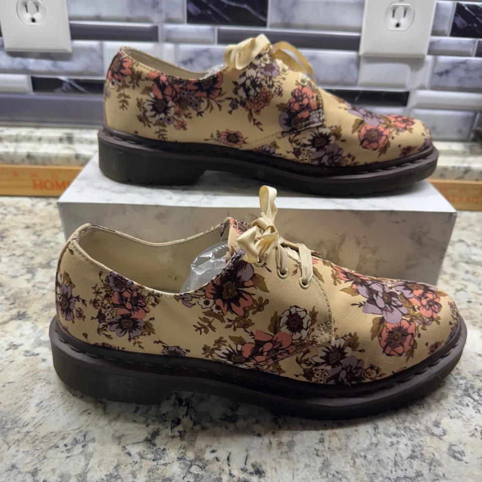Zapatos con cordones Dr. Martens 1461 amarillos florales bajos talla 10 para mujer Foto 3 de 4