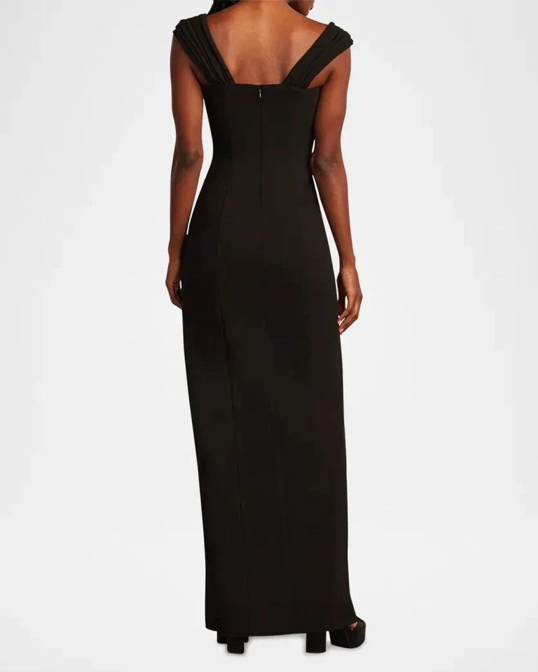 Vestido Sho Tadashi Shoji Negro Adornado Hombro Acanalado Body-Con Talla 12 $358 Foto 2 de 3