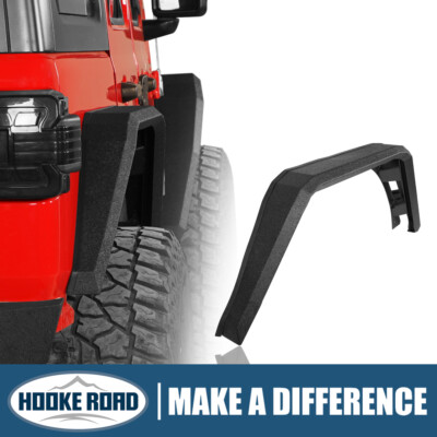 Hooke Road Pair Rear Flat Fender Flares For Jeep Wrangler JL JLU 2018-2026 Steel