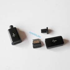 2Set Micro USB 5 Pin Female 3-Piece One Set Solder Connector Black Cover For DIY