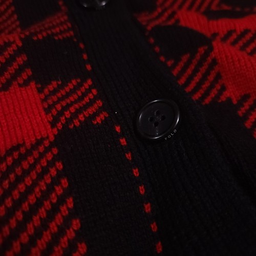Polo Ralph Lauren Cardigan Sweater Kids SZ S Red Buffalo Plaid Wool Blend Preppy - Picture 2 of 9