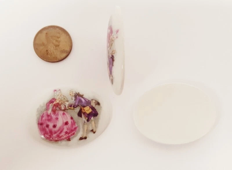 Винтажная фарфоровая викторианская пара для ухаживания 40x30 мм. Камея кабошон 141 - Изображение 3 из 4