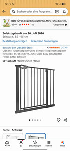 UISEBRT Türschutzgitter Auto-Close bohrlos Metall Schwarz 85–95 cm