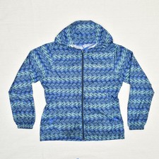 Columbia Women Full Zip Windbreaker Geometric Polyester Blue Size M