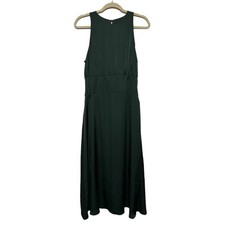 Express Dark Forest Green Satin Long Modest Midi Dress Womens Size Medium
