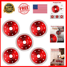 Diamond Cutting Blade 4.5 Inch 5 Pack Angle Grinder Tile Porcelain Ceramic 7/8