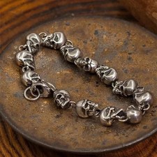 Men's Vintage Gothic Full Skull Halloween Bracelet for bikers Punk jewllery