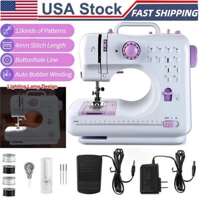 Electric Sewing Machine Portable Crafting Mending Machine 12 Built-In Stitches .