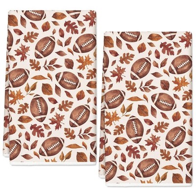 Fall Kitchen Towel 18 x 28 Inch Autumn Maple Leaf Football Dish Large, Brown 