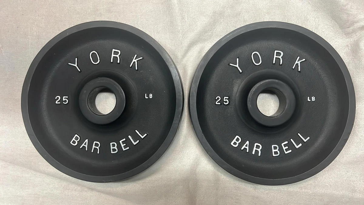 Poids York Barbell Olympic Milled 5s - Vintage USA - Musculation Strongman - Fonte Brute